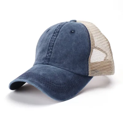 Unique Stonewashing Design Solid Color Breathable Cotton Cap