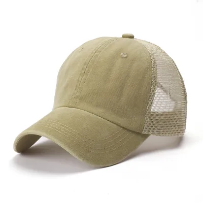 Unique Stonewashing Design Solid Color Breathable Cotton Cap