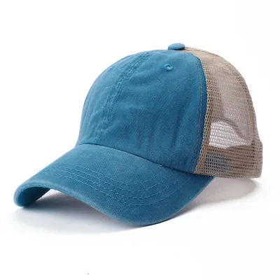 Unique Stonewashing Design Solid Color Breathable Cotton Cap