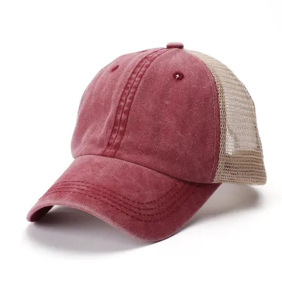 Unique Stonewashing Design Solid Color Breathable Cotton Cap
