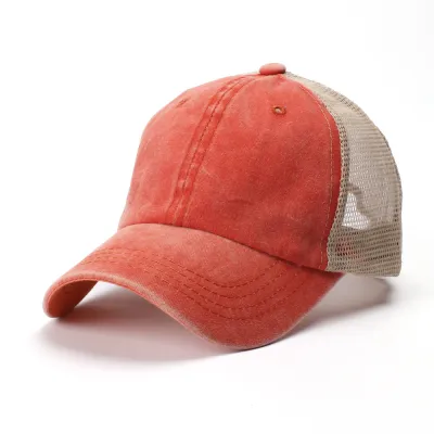 Unique Stonewashing Design Solid Color Breathable Cotton Cap