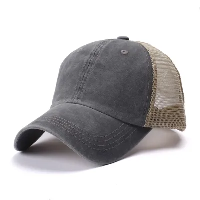 Unique Stonewashing Design Solid Color Breathable Cotton Cap