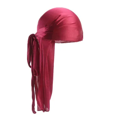 Wholesale Fashion Solid Color Polyester Imitation Silk Durag For Men And Women