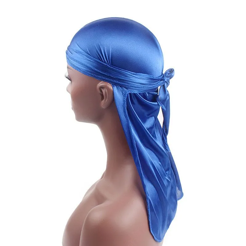 Wholesale Fashion Solid Color Polyester Imitation Silk Durag For Men And Women