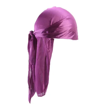 Wholesale Fashion Solid Color Polyester Imitation Silk Durag For Men And Women