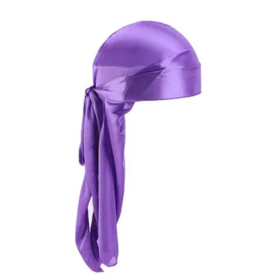 Wholesale Fashion Solid Color Polyester Imitation Silk Durag For Men And Women