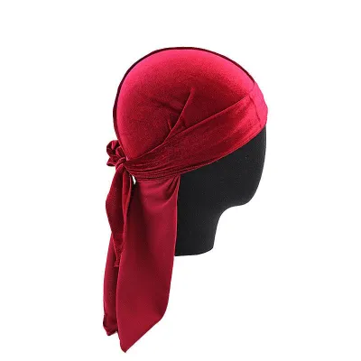 Wholesale Men Women Solid Color Velvet Durag Dome Hat