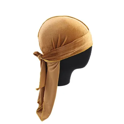 Wholesale Men Women Solid Color Velvet Durag Dome Hat