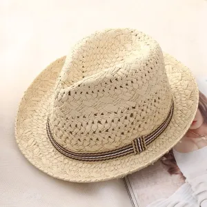 Kids Style Handmade Straw Summer Sun-protective Fedora Hat