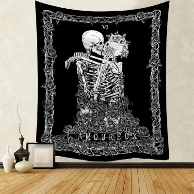 Wholesale Skull Printed Polyester Tapestry 150x130cm Home Decoration