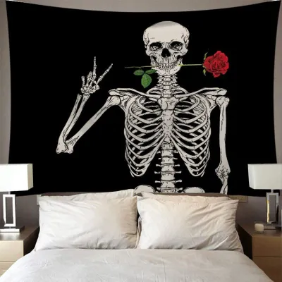 Wholesale Skull Printed Polyester Tapestry 150x130cm Home Decoration