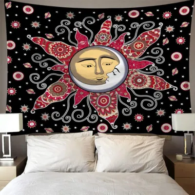 Unique Sun Flower Printed Polyester Tapestry Wall Hanging 150x130cm