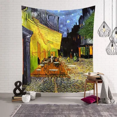 Vertical Type Sunflower Printed Modern Geometric Abstraction Polyester Tapestry