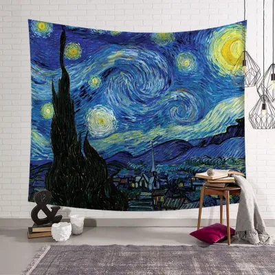 Vertical Type Sunflower Printed Modern Geometric Abstraction Polyester Tapestry