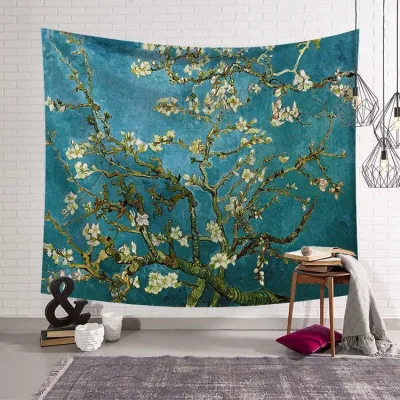 Vertical Type Sunflower Printed Modern Geometric Abstraction Polyester Tapestry