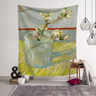Vertical Type Sunflower Printed Modern Geometric Abstraction Polyester Tapestry