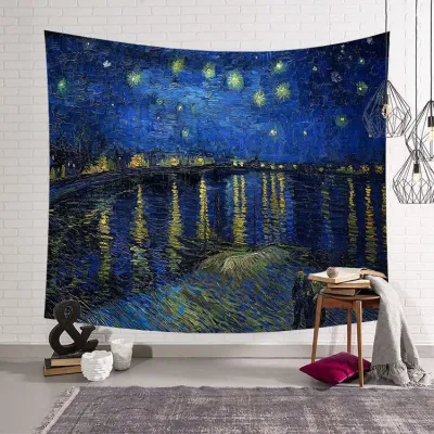 Vertical Type Sunflower Printed Modern Geometric Abstraction Polyester Tapestry