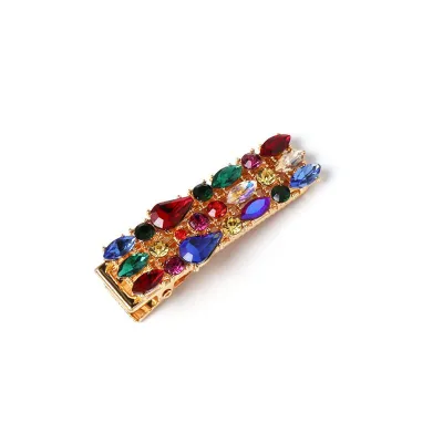 Fashion Shiny Geometric Crystal Decor Women Metal Hair Clip