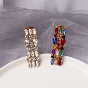 Fashion Shiny Geometric Crystal Decor Women Metal Hair Clip