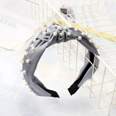 Women Casual Hair Jewelry Pearl Decor Knotted Design Head Band