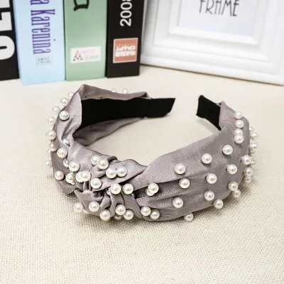 Women Casual Hair Jewelry Pearl Decor Knotted Design Head Band