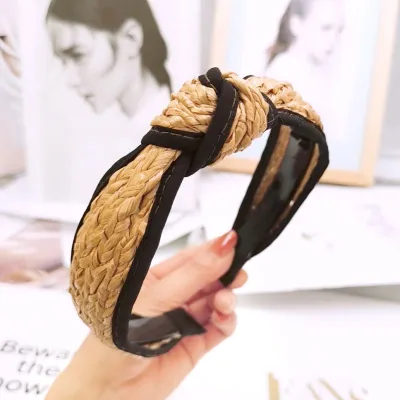 Bohemian Style Women Casual Straw Woven Design Wide Headband Honey House Accessories
