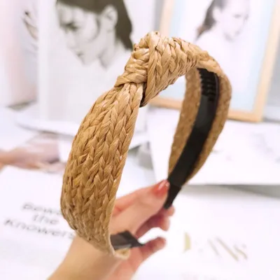 Bohemian Style Women Casual Straw Woven Design Wide Headband Honey House Accessories