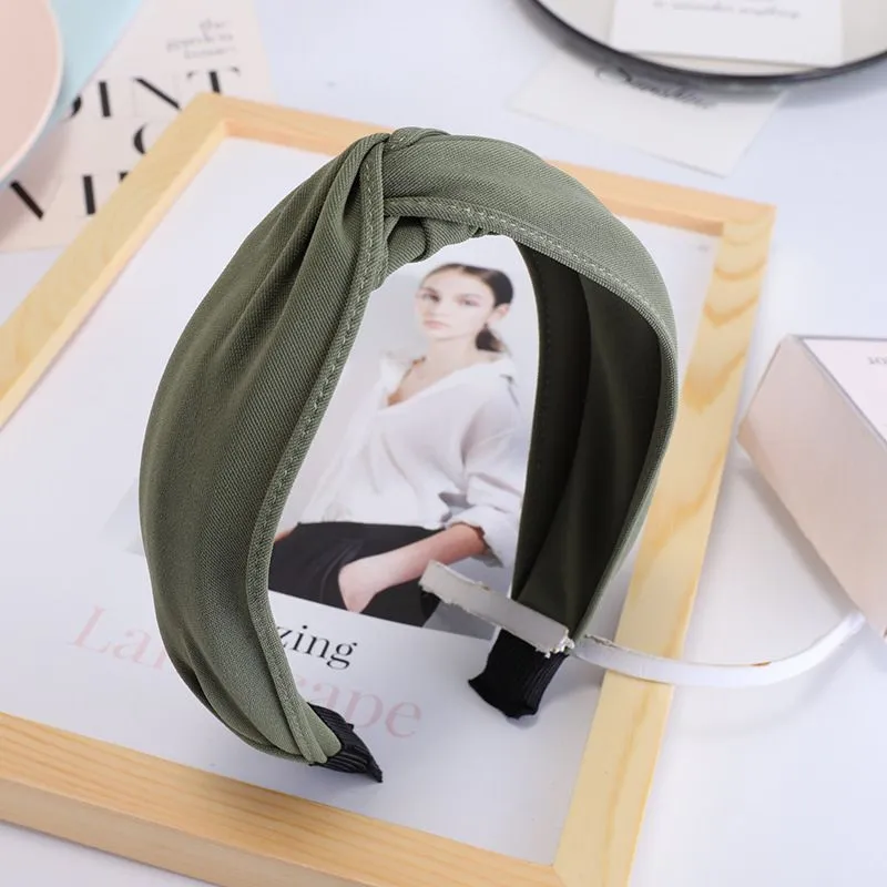 New Arrival Solid Color Knotted Fabric Headband for Women