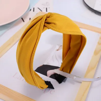 New Arrival Solid Color Knotted Fabric Headband for Women