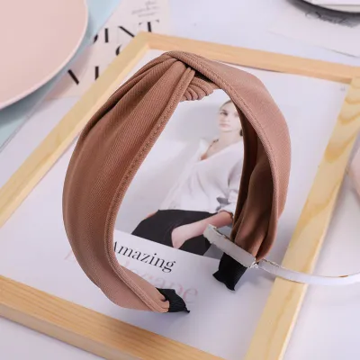 New Arrival Solid Color Knotted Fabric Headband for Women