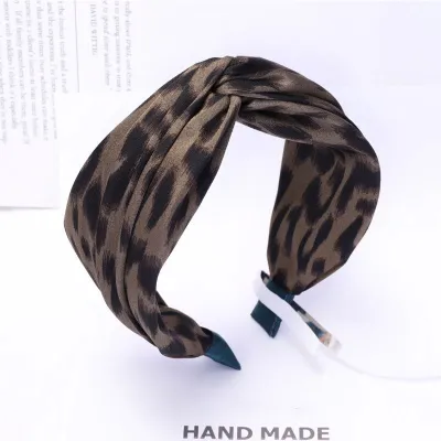 Simple Fashion Leopard Print Women Knotted Wide Fabric Hair Hoop