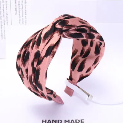 Simple Fashion Leopard Print Women Knotted Wide Fabric Hair Hoop