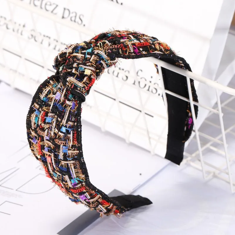 Vintage Multicolor Ribbon Woven Design Women Casual Headband