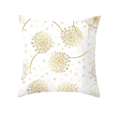 Simple Style Gold Leaf Plant Print Cushion Cover Without Insert 45x45