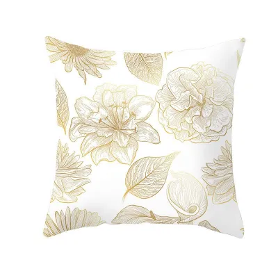 Simple Style Gold Leaf Plant Print Cushion Cover Without Insert 45x45