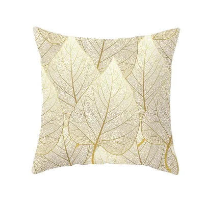 Simple Style Gold Leaf Plant Print Polyester Cushion Cover 45x45cm Without Insert