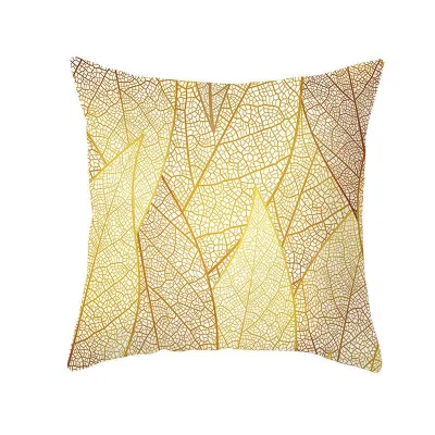 Simple Style Gold Leaf Plant Print Polyester Cushion Cover 45x45cm Without Insert