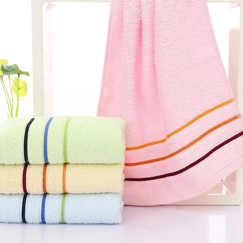 Multicolor Stripes Print Water-absorbing Home Bathroom Soft Cotton Blend Towel 72*33cm