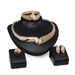Creative Asymmetric Design Women Shiny Rhinestone Party Jewelry Set