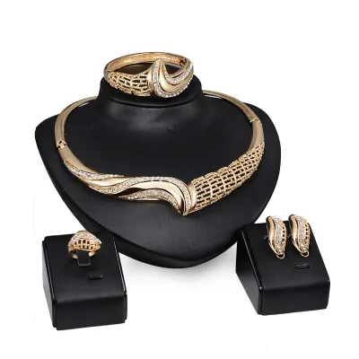 Creative Asymmetric Design Women Shiny Rhinestone Party Jewelry Set