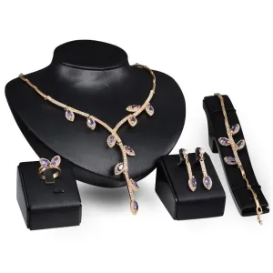 Creative Simple Tree Branch Design Women Golden Plated Jewelry Set 5.3cm/4.1cm/1.3cm 84g Alloy Acrylic