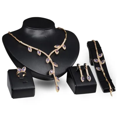 Creative Simple Tree Branch Design Women Golden Plated Jewelry Set 5.3cm/4.1cm/1.3cm 84g Alloy Acrylic