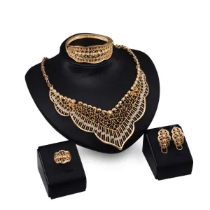 Gold Plated Alloy Party Exaggerated Jewelry Set for Women with Love Water Drop Bell Pattern