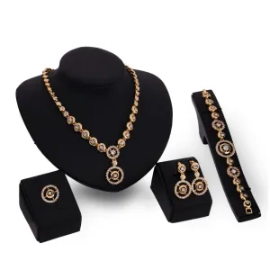 Women Classic Geometric Rhinestone Round Design Simple Party Jewelry Set