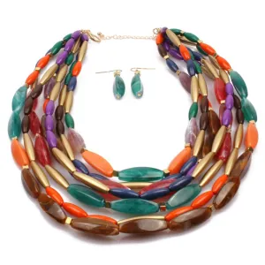 Fashion Bohemian Multicolor Beads Layered Jewelry Set