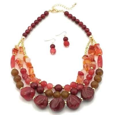Exaggerated Irregular Multicolor Beads Design Women Vintage Jewelry Set