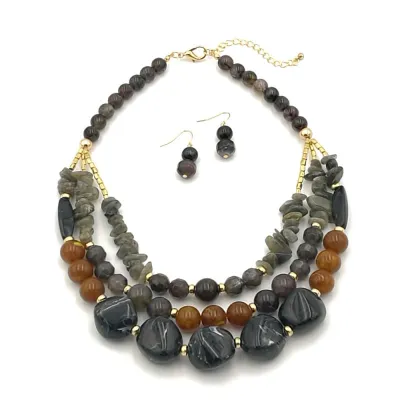 Exaggerated Irregular Multicolor Beads Design Women Vintage Jewelry Set