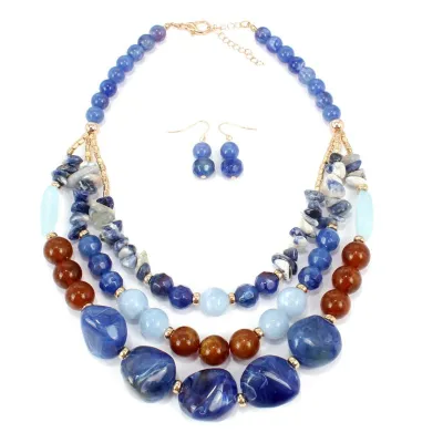 Exaggerated Irregular Multicolor Beads Design Women Vintage Jewelry Set