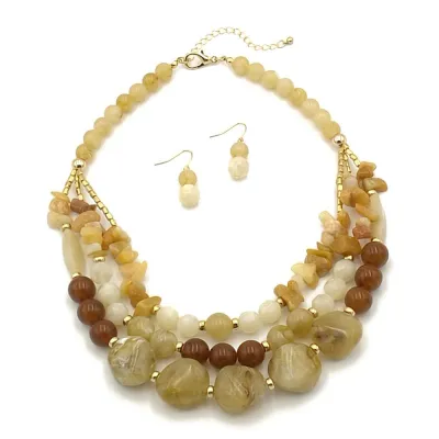 Exaggerated Irregular Multicolor Beads Design Women Vintage Jewelry Set
