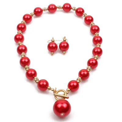 Irregular Metal Lock Design Women Imitation Pearl Necklace Earrings Set